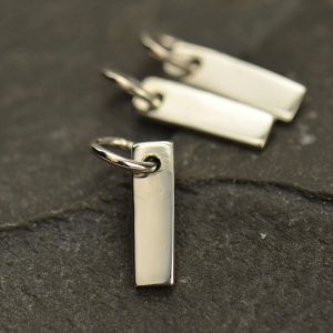 Blank Charms - Sterling Silver Tiny Rectangle Dangle - C2954, Blank Charms, Dangles