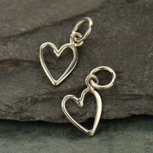 Sterling Silver Open Heart Charm - C2769, Tiny Heart Charms, Love, Romance