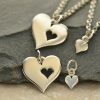 Mother Daughter Heart & Heart Cutout Set, C1398, Sterling Silver, Stamping Charm, New Mom