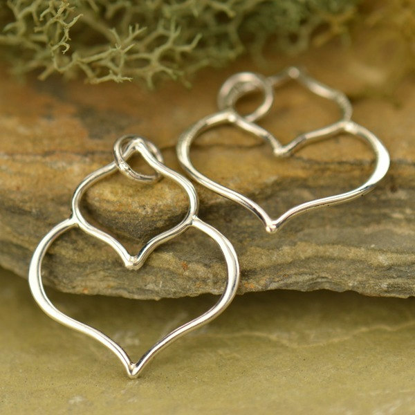 Double Lotus Petal Charm Sterling Silver  - C2967, Flowers, Zen, Yoga, Meditation