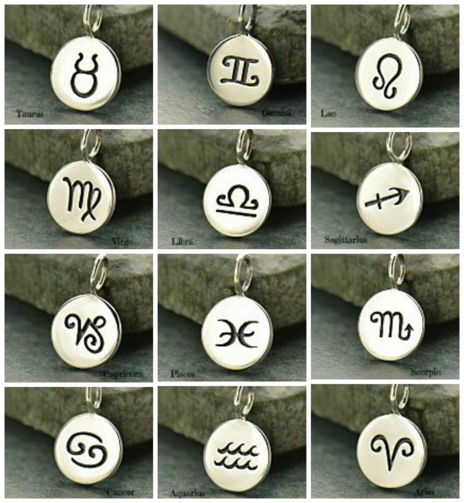 Zodiac Charms- Stars, Sky, Astrology, Birthday, Stamped Charms, C1135 - C1146
