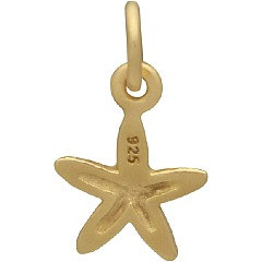 Tiny Satin 24K Gold Plated Starfish Charm - CG1484, Nautical, Beach, Sealife