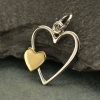 Open Heart with Bronze Heart Charm  -  C2972, Sterling Silver, Open Heart