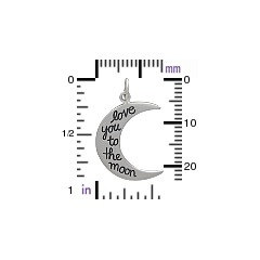 Love You to the Moon Pendant Sterling Silver - C1522, Stamped Charms, Children, Quote Charms, New Mom, Celestial Charms, C1522