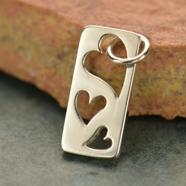 Tag with Three Heart cut-outs Sterling Silver - C494, Triple Hearts