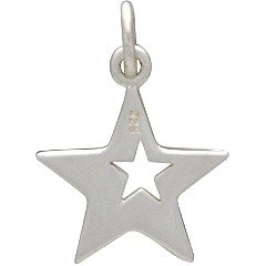 Sterling Silver Star with Star Cutout Charm - Celestial Charms, C1523