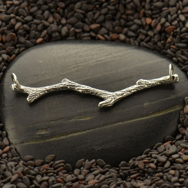 Textured Branch Link Sterling Silver - C693, Woodlands, Trees, Links, Connector Links, Bar Links