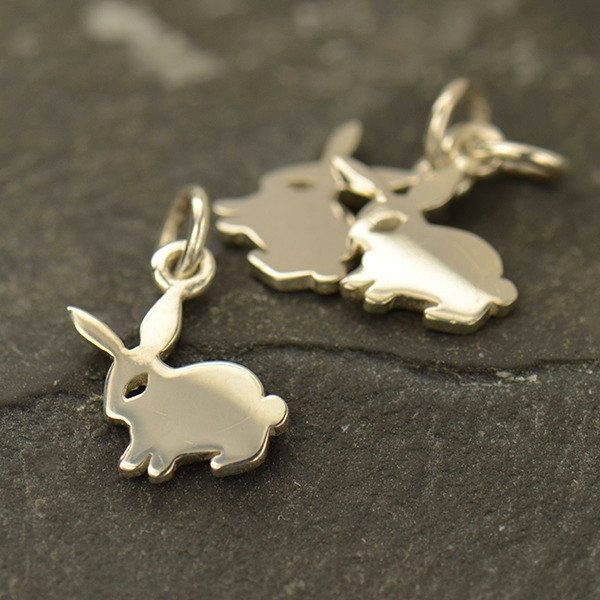 Tiny Sterling Silver Cutout Bunny Rabbit - C1528, Pet Charms