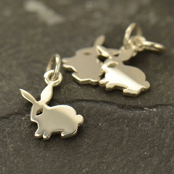 Tiny Sterling Silver Cutout Bunny Rabbit - C1528, Pet Charms