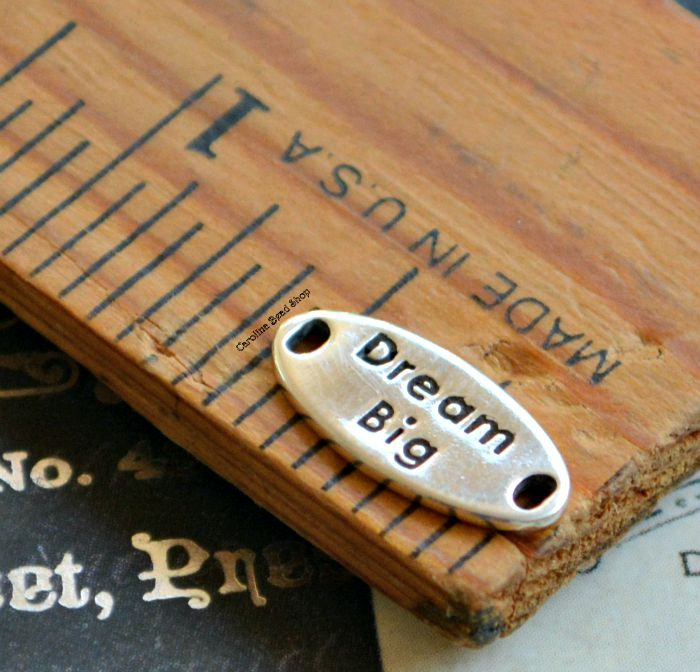 Dream Big - Sterling Silver Word Link -  SALE, Connector Links, Words, Stamped Charms
