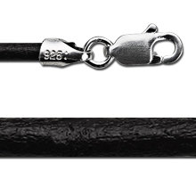 2mm Black or Brown Leather Necklace with Sterling Endcaps 18in, CRL18
