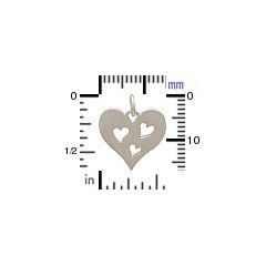 Disk with Three Hearts Cutout - C1474, Sterling Silver