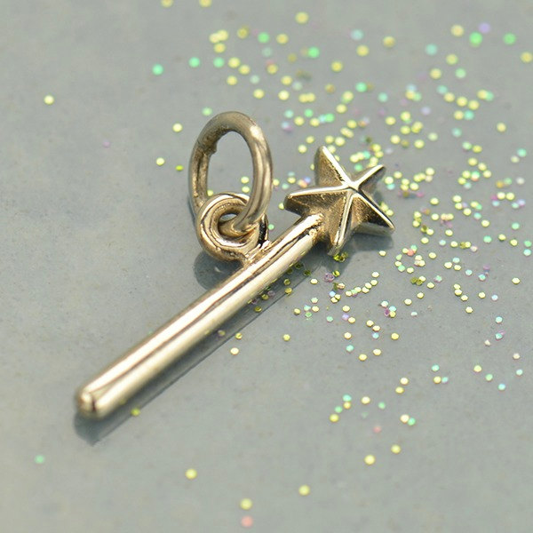 Sterling Silver Magic Wand Charm - C1619, Celestial Charms
