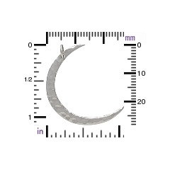 Hammered Crescent Moon Charm Large Sterling Silver - C3021, Celestial Charms