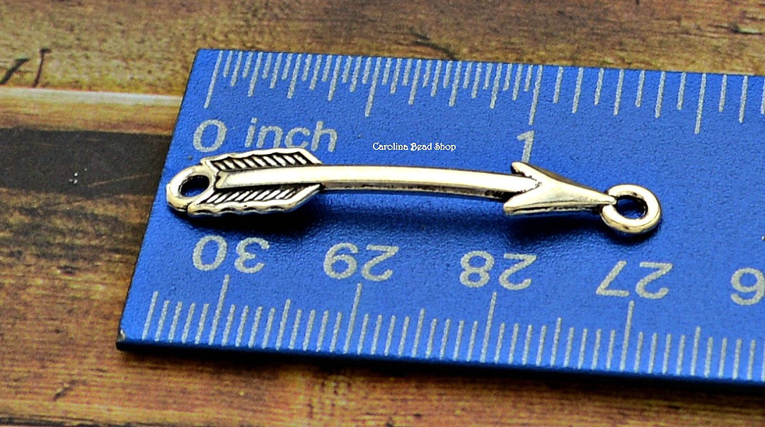 Arrow Connector Charm - Antique Silver Plated, Archery, Hunter, Sportsman, Southwest