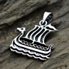 Sterling Silver Viking Ship Pendant - Warrior, Boat, Talisman