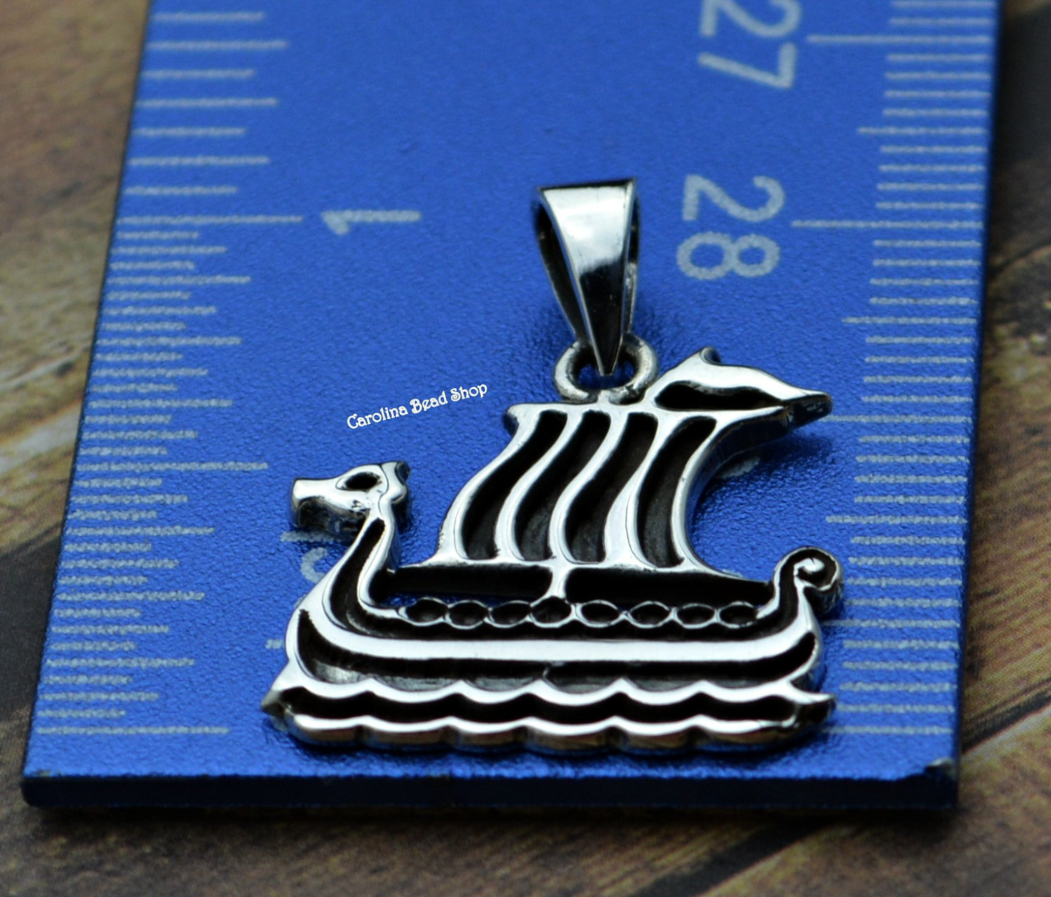 Sterling Silver Viking Ship Pendant - Warrior, Boat, Talisman