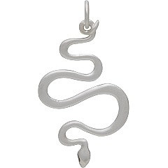 Snake Pendant Sterling Silver  - C404, Animal, Python, Serpent, Links, Pendant, 2 Hole Connector