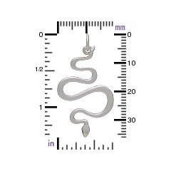 Snake Pendant Sterling Silver  - C404, Animal, Python, Serpent, Links, Pendant, 2 Hole Connector
