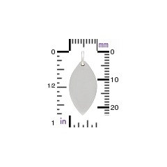 Sterling Silver large Flat Plate Marquis Charm - C2874, Blank Charms, Stamping, Engraving