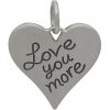 Love You More Heart Charm - C1686, Stamped Word Charms