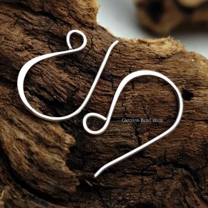 Large Flattened Hook Earring Findings - C2599, Sterling Silver