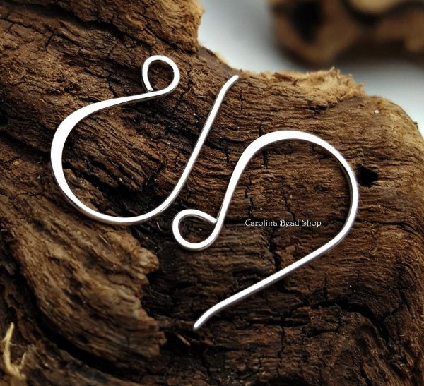 Large Flattened Hook Earring Findings - C2599, Sterling Silver