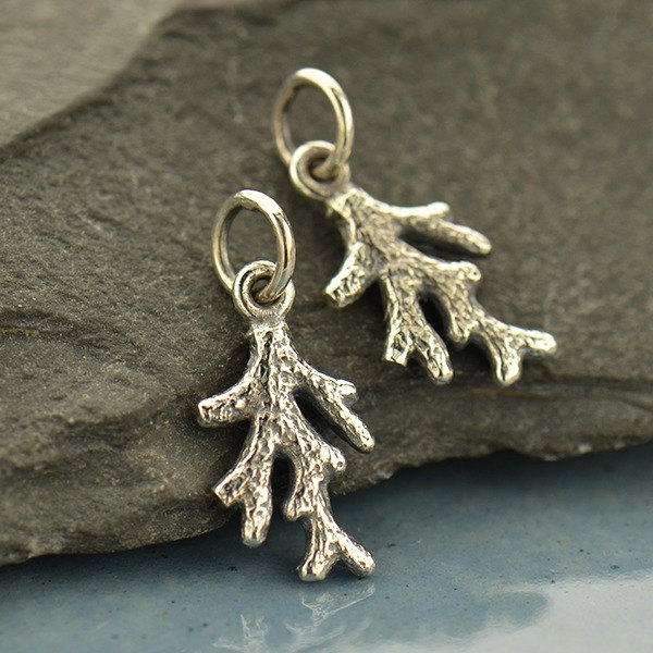 Tiny Coral Branch Charm- C1741, Sterling Silver, Nautical Charms