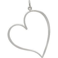 Large Open Heart Pendant - C3101, Sterling Silver, Love, Romance