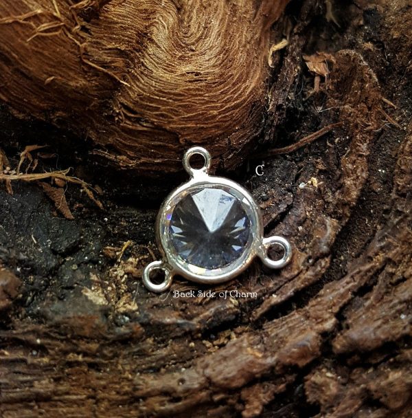 Y-Link with 5mm CZ - Sterling Silver -  Links, Connector Charms