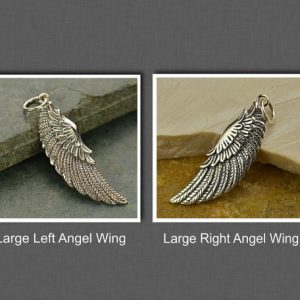 Sterling Silver Ribbed Angel Wing Large