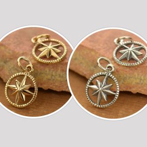 Small Starburst Compass Charms - 1367