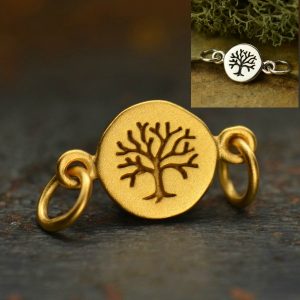 Etched Tree Link Charm - C1268, 2 Styles