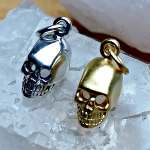 Tiny Skull Charm - C969, Sterling Silver & Gold Plated