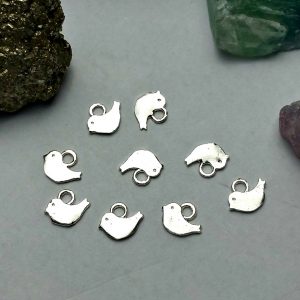 Tiny Sterling Silver Baby Bird Charms - (10PK)