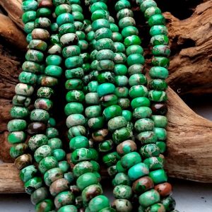 Green Impression Jasper Rondelle Beads