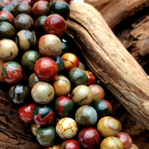 8mm Red Creek Jasper Round Beads -16"