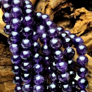 8mm Amethyst Round Gemstone Beads -16" Strand