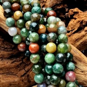 8mm Fancy Jasper Faceted Round Beads -16"
