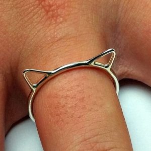 Sterling Silver Large Cat Head Ring - R524