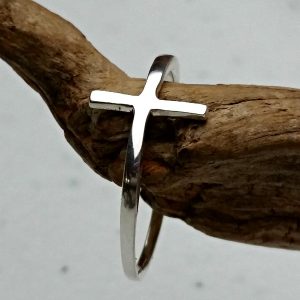 Sterling Silver Thin Polished Cross Ring