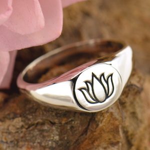 Sterling Silver Lotus Signet Ring