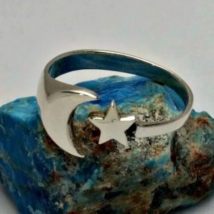 Sterling Silver Moon and Star Ring