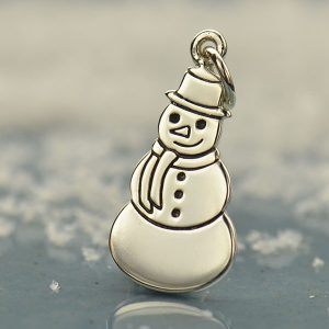Sterling Silver Flat Plate Snowman Charm - A1575
