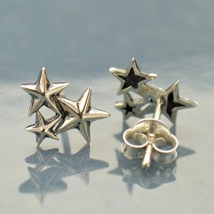 Sterling Silver Star Cluster Post Earrings - E6004