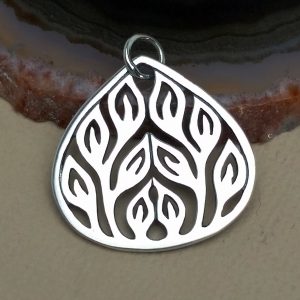 Sterling Silver Teardrop Vine Leaf Pendant - C1258