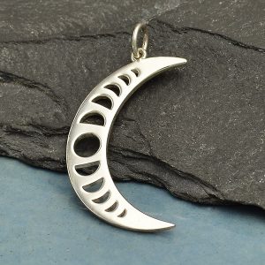 Crescent Moon Pendant with Moon Phases - P4045
