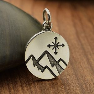 Sterling Mountain Charm with Compass - C6088