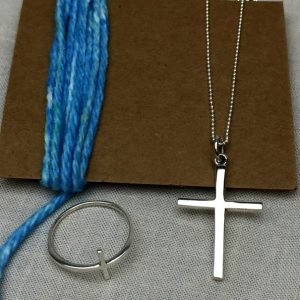 Sterling Silver Cross Ring & Necklace Set