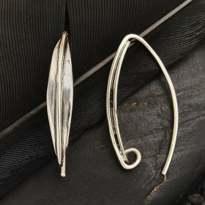 Sterling Silver Earring Hook with Long Almond Shape